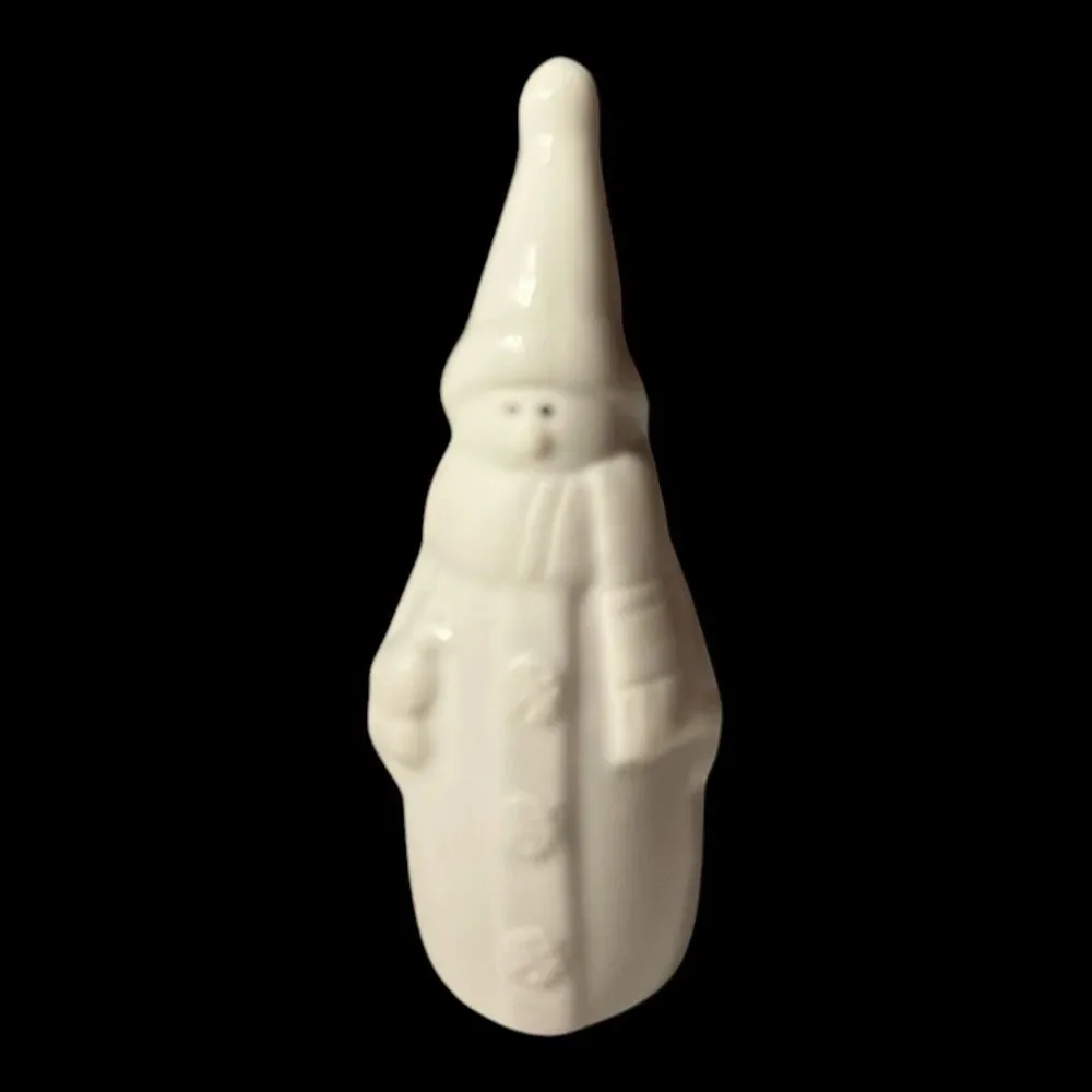 White Ceramic Snowman Ornaments Lot of 3 Christmas Holiday 4